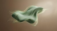 Flowing organic form with fluid, wave-like structure in soft green tones against neutral background. Suitable for abstract design, scientific visualization, and modern art projects.
