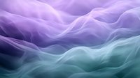 Ethereal flowing waves in purple and turquoise create dreamy abstract background with smooth gradient transitions and soft undulating forms. Suitable for luxury designs.