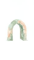 Watercolor arch in soft green and peach tones, isolated on white background. Suitable for design projects, invitations, and decorative applications.