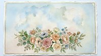 Vintage floral arrangement with roses, greenery and delicate blooms in soft watercolor style, suitable for greeting cards and decorative designs.