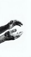 Elderly hands in protective cupping gesture on white background showing care, support and security concepts for healthcare and family themes.