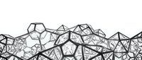 Abstract geometric network of interconnected polygonal shapes creating modern digital wireframe pattern on white background for technology designs.