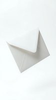 Blank white envelope isolated on light background, open with empty card inside, suitable for mail, correspondence, and stationery design projects.