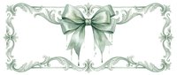 Watercolor sage green ornate frame with elegant bow, isolated on white background, ready for greeting cards, invitations, and design projects.