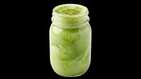 Green matcha latte or smoothie in glass jar isolated on transparent background, ready for t-shirt design, clipart, stickers, and print-on-demand products.
