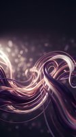 Abstract flowing ribbons with golden light effects and bokeh on dark purple background for luxury design projects.