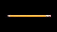 Yellow pencil with pink eraser isolated on transparent background, ready for clipart, t-shirt design, stickers, print-on-demand products, and sublimation projects.