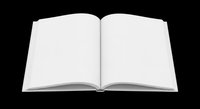 Open blank book with empty white pages, isolated on transparent background. Ready for clipart, stickers, t-shirt design, print on demand, and sublimation projects.