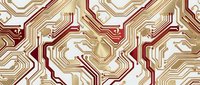 Seamless geometric pattern with interlocking wavy lines in gold, burgundy, and cream tones. Tiles into a single continuous background for wallpaper and textile design.