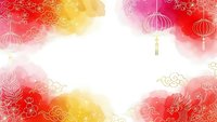 Festive Chinese New Year background with red lanterns, golden clouds and traditional ornamental patterns for holiday greeting cards and celebration designs.