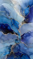 Abstract blue watercolor background with golden glitter veins and marble texture for luxury design projects and elegant decorative applications.