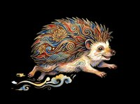 Decorative hedgehog with ornate patterned quills in warm tones, isolated on transparent background. Ready for t-shirt designs, stickers, clipart, and print-on-demand products.