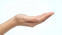 Open palm hand gesture isolated on white background, ready for design use on websites, apps, presentations, and marketing materials.