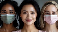 Diverse women wearing protective face masks during pandemic, healthcare concept showing unity and protection. African American, Asian and Caucasian females.