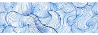Abstract blue wave pattern with flowing curved lines creating dynamic movement and organic shapes on white background, seamless horizontal design for textile and surface patterns.