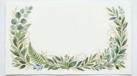 Botanical foliage frame with watercolor leaves and branches on isolated white background, ready for invitations, cards, and design projects.
