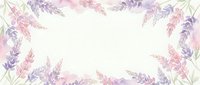 Watercolor lavender frame border with purple and pink flowers on white background for wedding invitations and romantic designs.