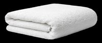 Fluffy white folded bath towel isolated on transparent background, ready for T-shirt design, clipart, stickers, print on demand, and sublimation projects.