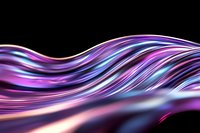 Abstract flowing lines in purple, blue and pink neon colors creating dynamic wave pattern against black background. Modern design element for technology concepts.