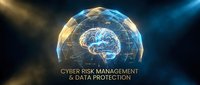 Digital brain protected by transparent shield with cyber security text for data protection and risk management concepts in technology business.
