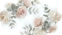 Soft blush pink roses and eucalyptus leaves arranged in romantic floral composition on white background for wedding invitations and feminine designs.