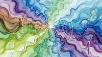 Abstract colorful flowing waves with dynamic swirls in blue, green, purple hues creating organic movement for modern digital art and creative projects.