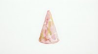 Pink party cone with gold confetti details isolated on white background, ready for celebration design, invitations, and festive graphics.