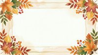 Autumn foliage frame with golden leaves, berries, and branches on cream background. Isolated design element suitable for fall greeting cards, invitations, and seasonal marketing materials.