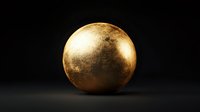Golden sphere with textured metallic surface on dark background, luxury minimal design element for premium product presentations and abstract compositions.