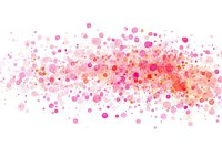 Abstract watercolor splash with pink, coral, and red dots creating a dynamic horizontal flow pattern for backgrounds, greeting cards, and digital designs.