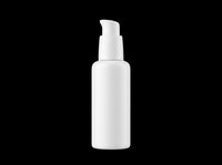 White cosmetic pump bottle isolated on transparent background, ready for skincare, beauty product packaging design, t-shirt graphics, and print-on-demand applications.