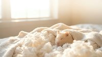 Young woman sleeping peacefully in soft morning sunlight streaming through bedroom window. Cozy white bedding and warm golden light create serene atmosphere.