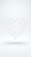 Geometric heart shape made of connected lines and dots on white background for modern design projects and romantic concepts.