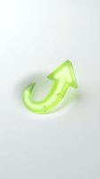 Glowing neon green upward arrow isolated on white background, suitable for growth, success, and business design projects.