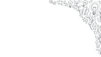 Hand-drawn doodle border with lightbulbs, gears, arrows and creative symbols on white background for presentations and design projects.