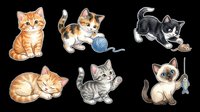 Cute kittens and cats in various playful poses isolated on transparent background, ready for t-shirt designs, stickers, clipart and print-on-demand products.