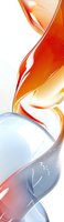 Abstract flowing curves in orange, red and blue tones create dynamic movement against white background, suitable for modern business or tech designs.