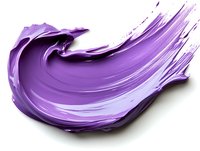 Dynamic purple paint smear with textured brush strokes and flowing movement on white background, isolated artistic element for creative design projects.