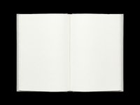 Open blank notebook with gray cover and cream pages, isolated on transparent background. Ready for clipart, print-on-demand, t-shirt design, stickers, and sublimation projects.