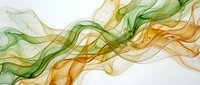 Flowing abstract waves in green and gold tones on white background, isolated design element suitable for backgrounds, wallpapers, and digital projects.