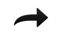 Black curved arrow pointing right isolated on white background for web design, presentations and user interface elements.