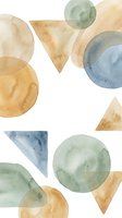 Abstract watercolor geometric shapes in earth tones with circles and triangles on white background for modern design projects and creative layouts.
