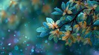 Enchanted autumn foliage with magical bokeh lights creating dreamy atmospheric background for fantasy nature designs and seasonal decorative projects.