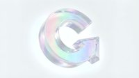 Iridescent glass letter G with holographic rainbow gradient effect, isolated on white background, ready for design projects, typography, and branding applications.