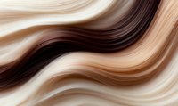 Smooth flowing waves of blonde and brown hair strands create abstract wavy pattern with soft gradient transitions and silky texture for beauty and fashion designs.