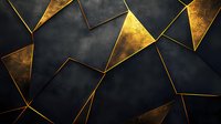 Abstract geometric black and gold polygonal background with metallic texture and glowing lines creating modern luxury pattern for graphic design.