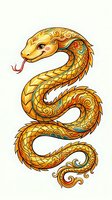 Golden dragon with ornate scales and decorative patterns, isolated on white background. Suitable for t-shirt designs, clipart, and graphic applications.