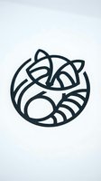 Minimalist sleeping cat line art icon on white background isolated for logo design and branding projects.