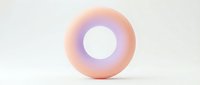 Gradient torus with soft peachy pink and purple hues featuring a hollow center, isolated on white background for design projects and digital compositions.