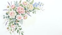 Watercolor floral arrangement with pink peonies, roses, lavender, and green leaves on white background, isolated for wedding cards.